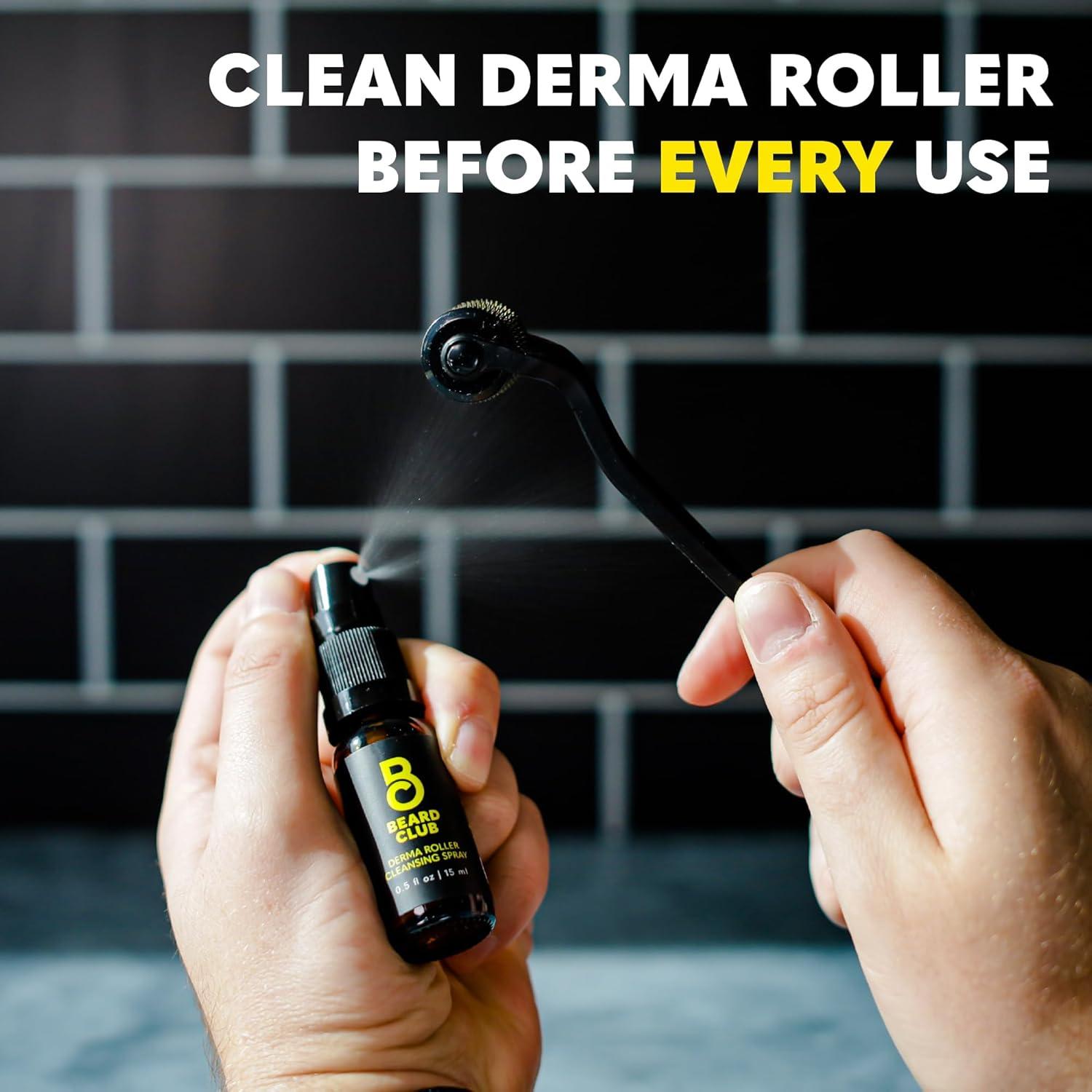 image:imageBeard Club Premium Derma Roller amp Beard Growth Oil Microneedling Roller with 540 Titanium Microneedles for Face Body and Scalp Beard Roller with Sandalwood amp Cedar Beard OilPremium Derma Head Cleansing Spray