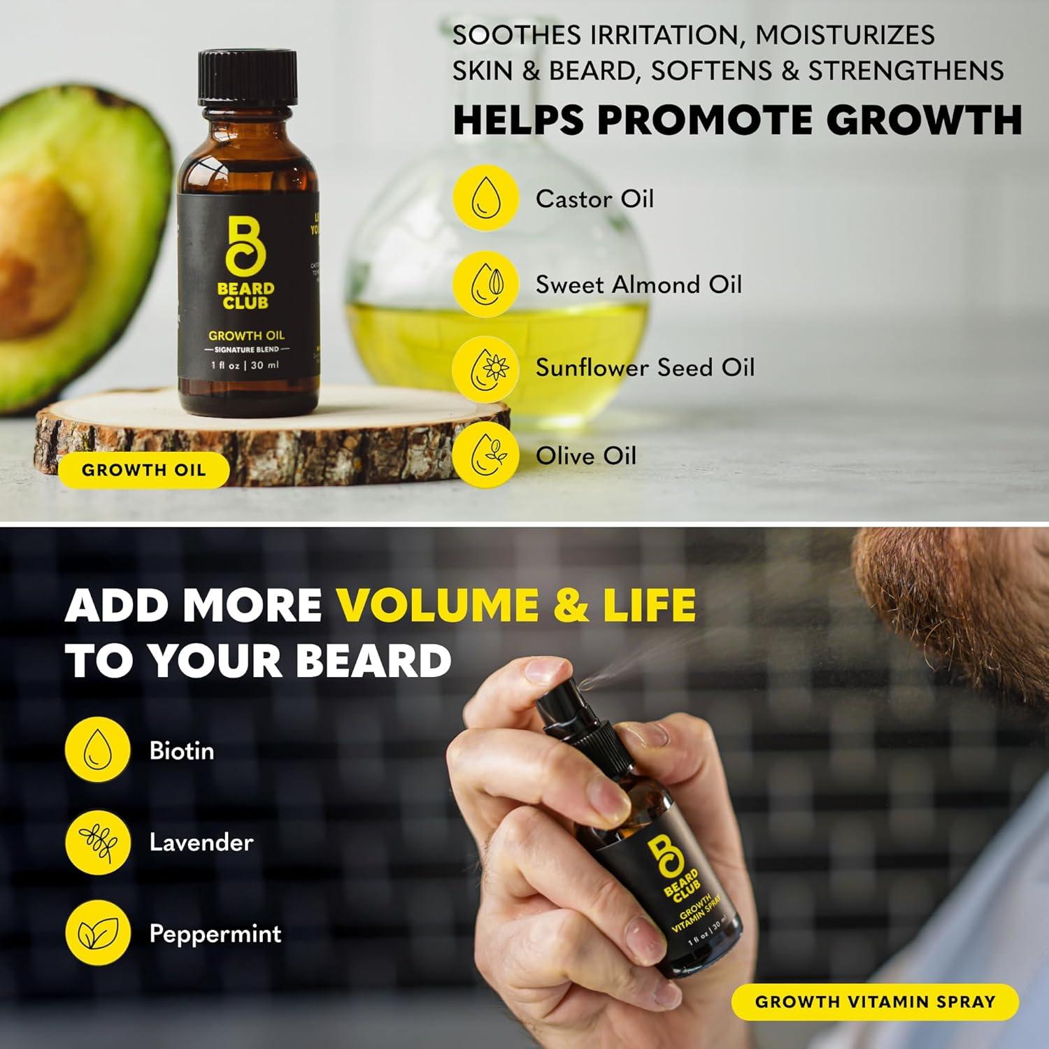 image:imageThe Beard Club Advanced Beard Growth Kit Derma Roller Growth Oil Vitamins and Vitamin Spray Shampoo and Boar Bristle Brush Gift Set CedarTitanium Beard Growth Kit