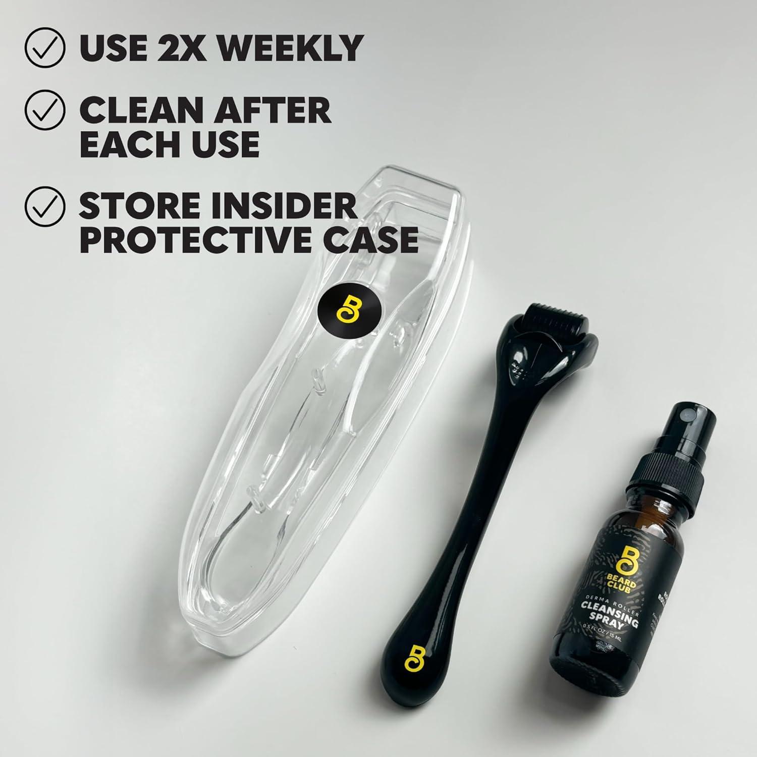 image:imageThe Beard Club Derma Roller for Face Body and Scalp Microneedling for Men and Women with 540 Titanium Microneedles Beard Roller amp Micro Needling Scalp Hair Silver amp BlackDerma Roller Cleansing Spray