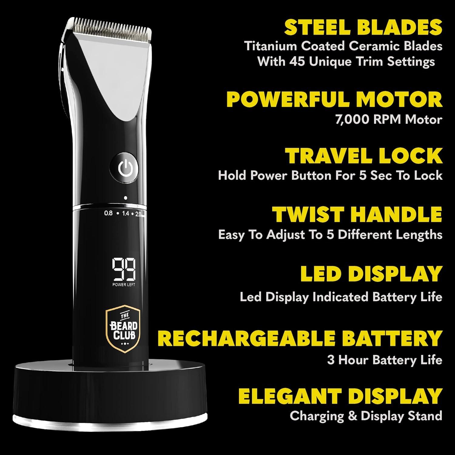 image:imageThe Beard Club PT45 Beard Trimmer for Men amp BTZero Body and Groin Trimmer for Men Electric Cordless Rechargeable Powerful 7000 RPM Motor Trimmers for All Your Grooming Needs Gift Kit Bundle