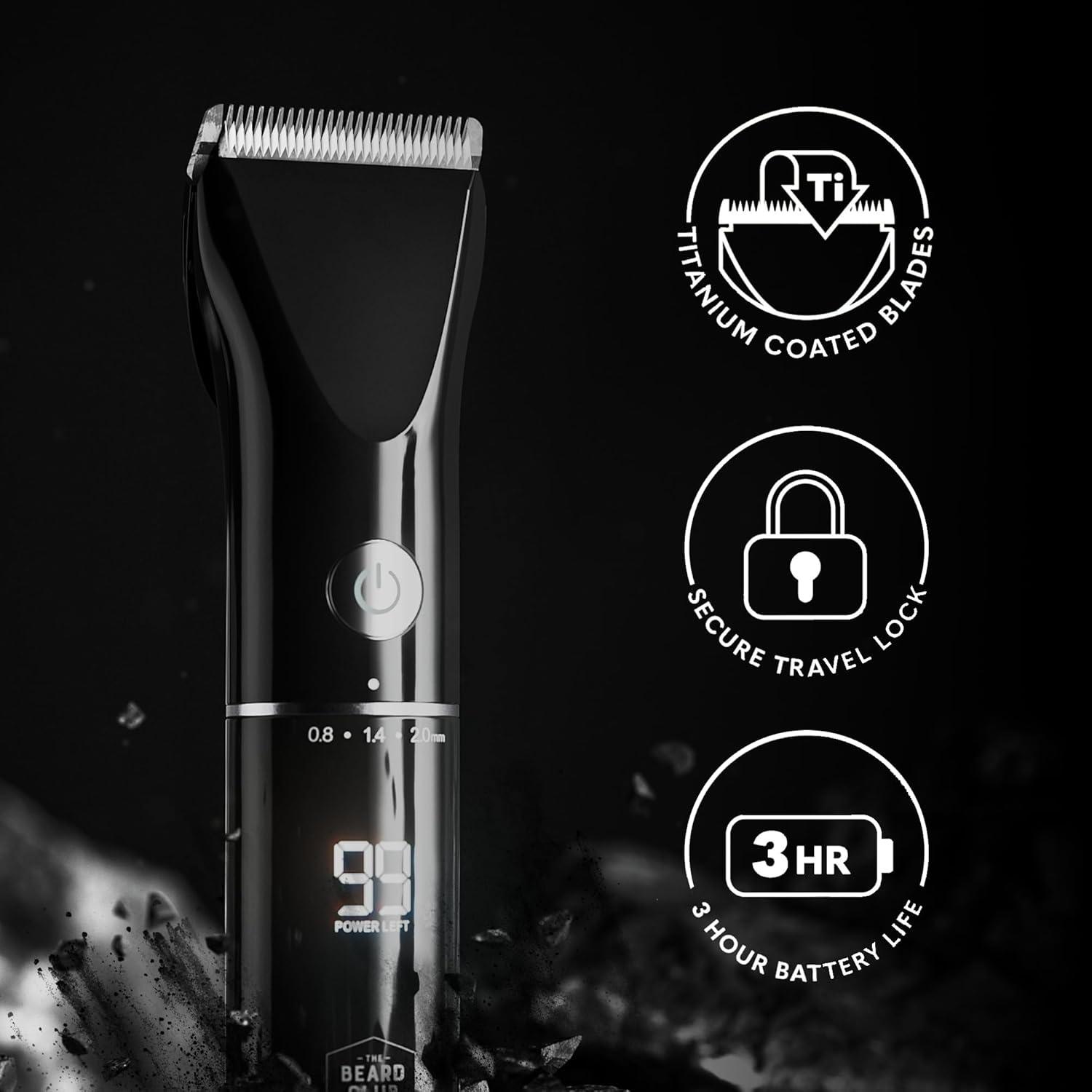 image:imageThe Beard Club Pro Beard Trimmer for Men Professional Mens Hair Trimmer for Barbers Electric Cordless Rechargeable High Power 13000 RPM 10 Guides Taper Lever Diamond Like Carbon BladesBeard Trimmer