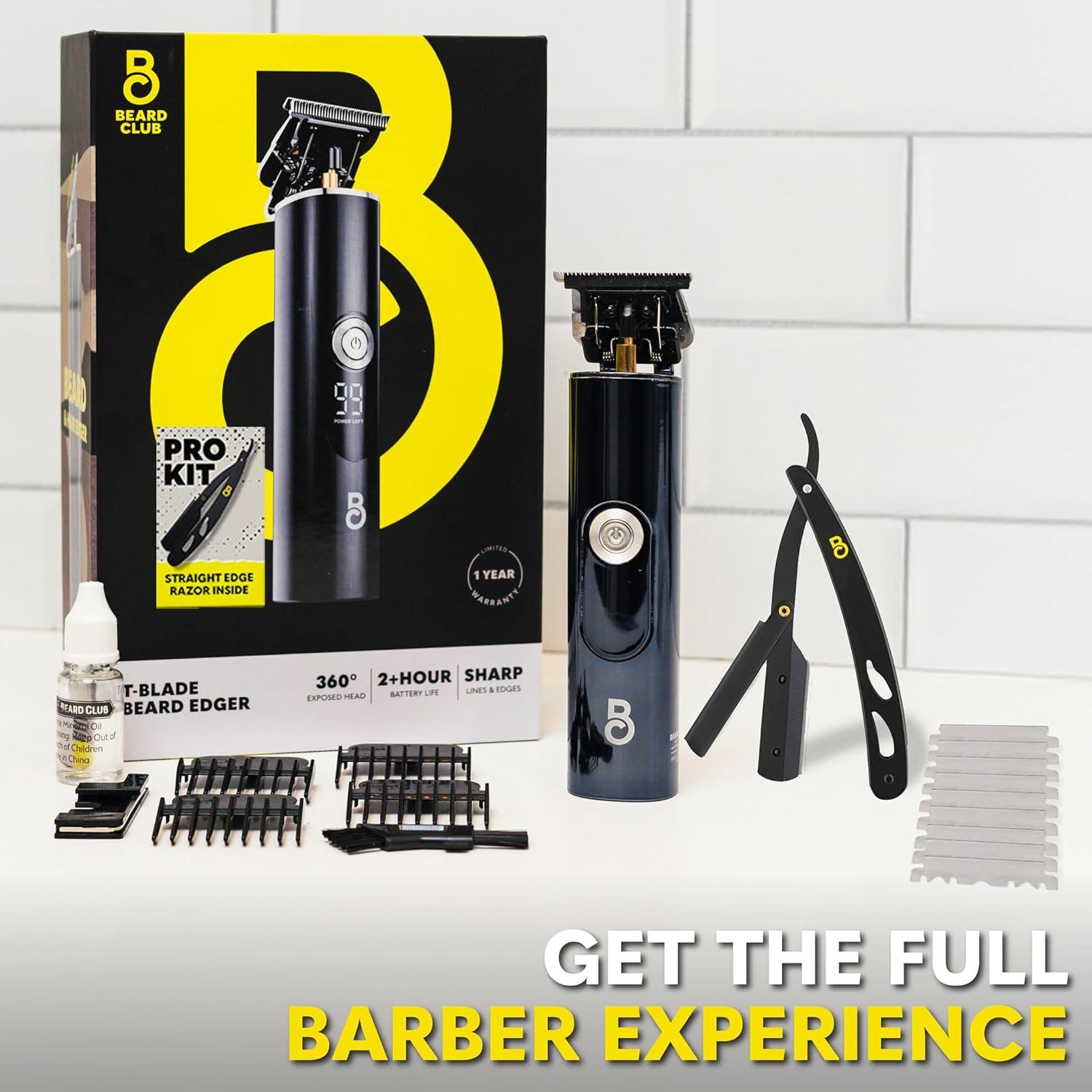 image:imageThe Beard Club Straight Razor for Men Navajas Para Barbero Barber Straight Edge Razor Kit Premium Single Derby Blade Cutthroat With 10 Replaceable Stainless Steel Blades amp Leather CaseTblade Beard Trimmer Pro Kit
