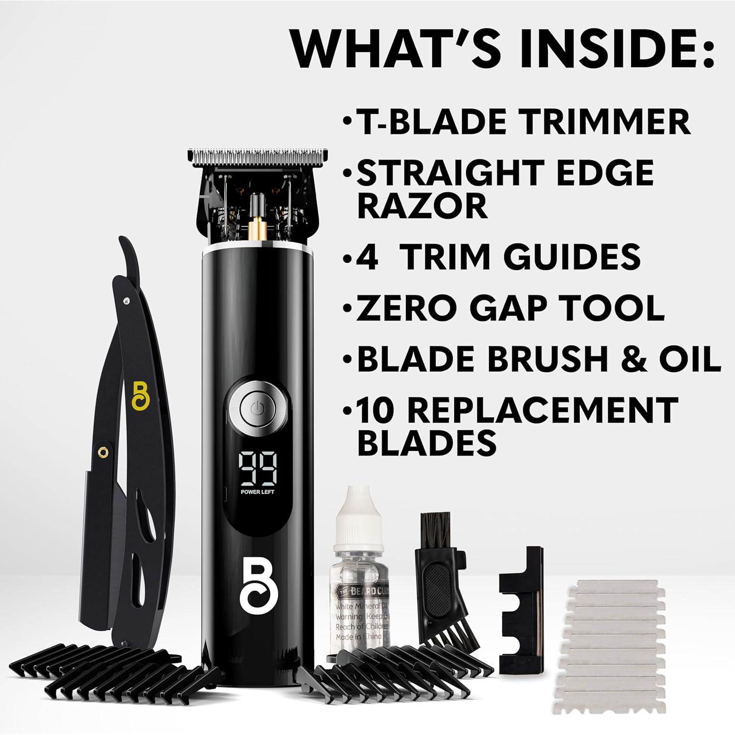 image:imageThe Beard Club Straight Razor for Men Navajas Para Barbero Barber Straight Edge Razor Kit Premium Single Derby Blade Cutthroat With 10 Replaceable Stainless Steel Blades amp Leather CaseTblade Beard Trimmer Pro Kit