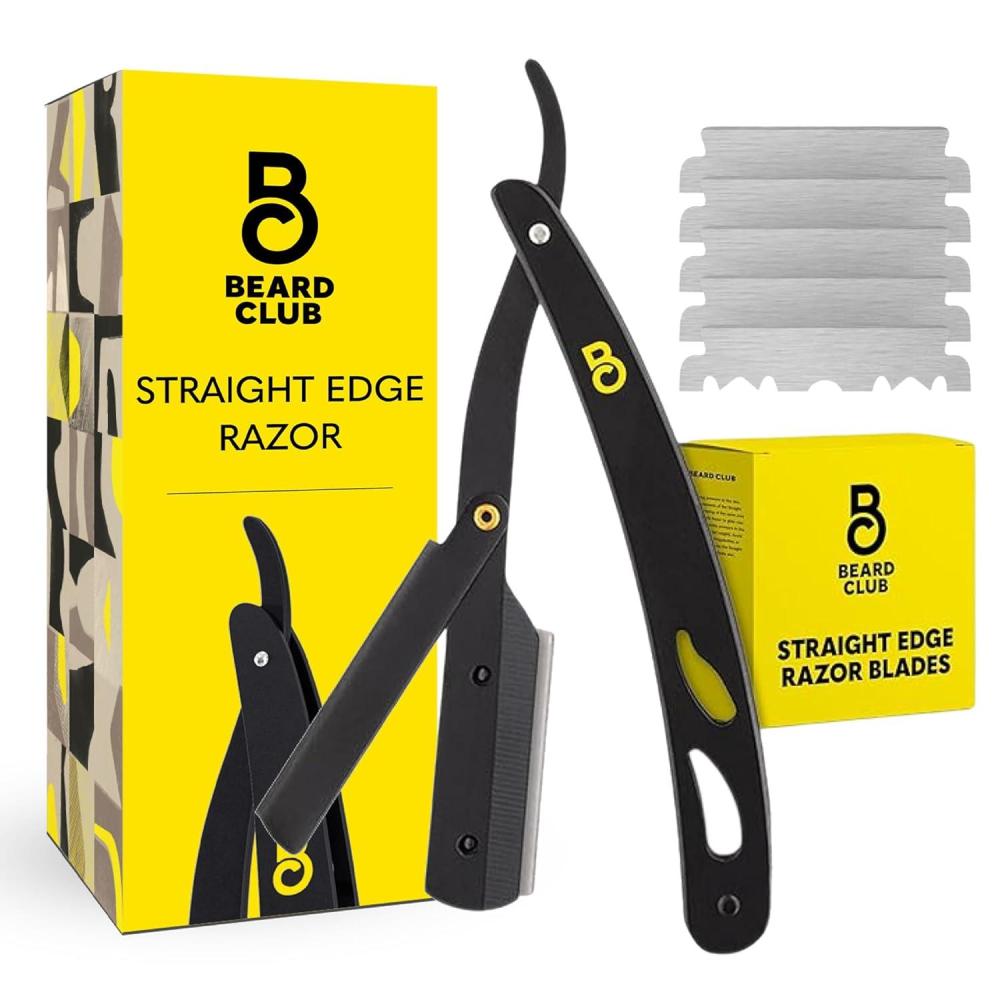 image:imageBeard Club Straight Razor for Men amp Premium Shaving Gel for Men Hydrating Mens Shave Cream for Sensitive Skin amp Navajas Para Barbero Barber Straight Edge Razor Kit 5 Blades Cedar Scent Gift KitBlack