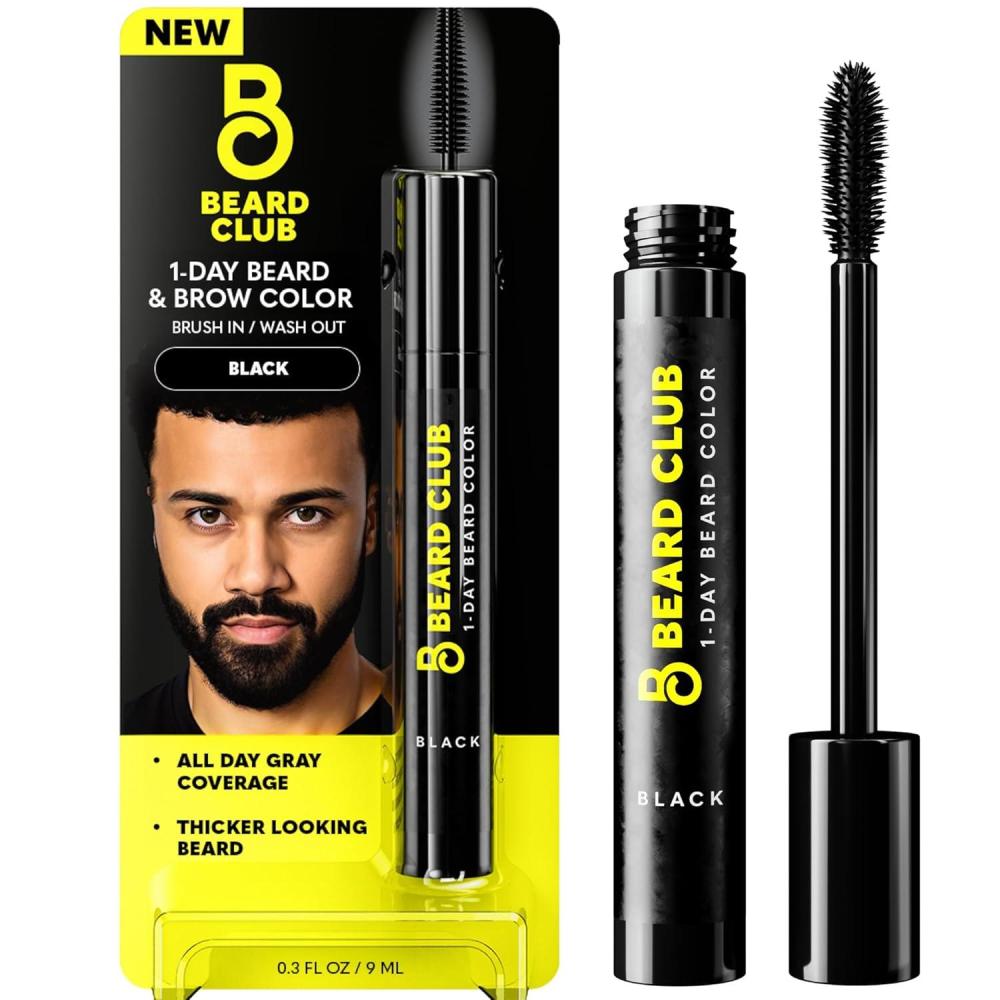 image:imageThe Beard Club 1 Day Temporary Beard Dye for Men Medium Brown Beard Mustache amp Eyebrow Color for a Fuller WellDefined Look Water amp Sweat Resistant Up to 30 Applications 03 fl ozBlack