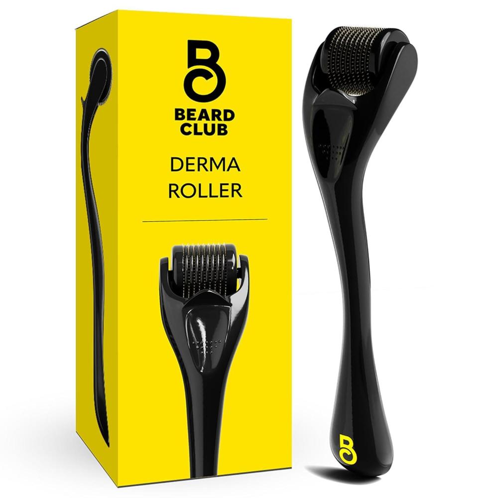 image:imageThe Beard Club Derma Roller for Face Body and Scalp  Microneedling for Men and Women with 540 Titanium Microneedles  Beard Roller amp Micro Needling Scalp Hair  Silver amp BlackDerma Roller  Black