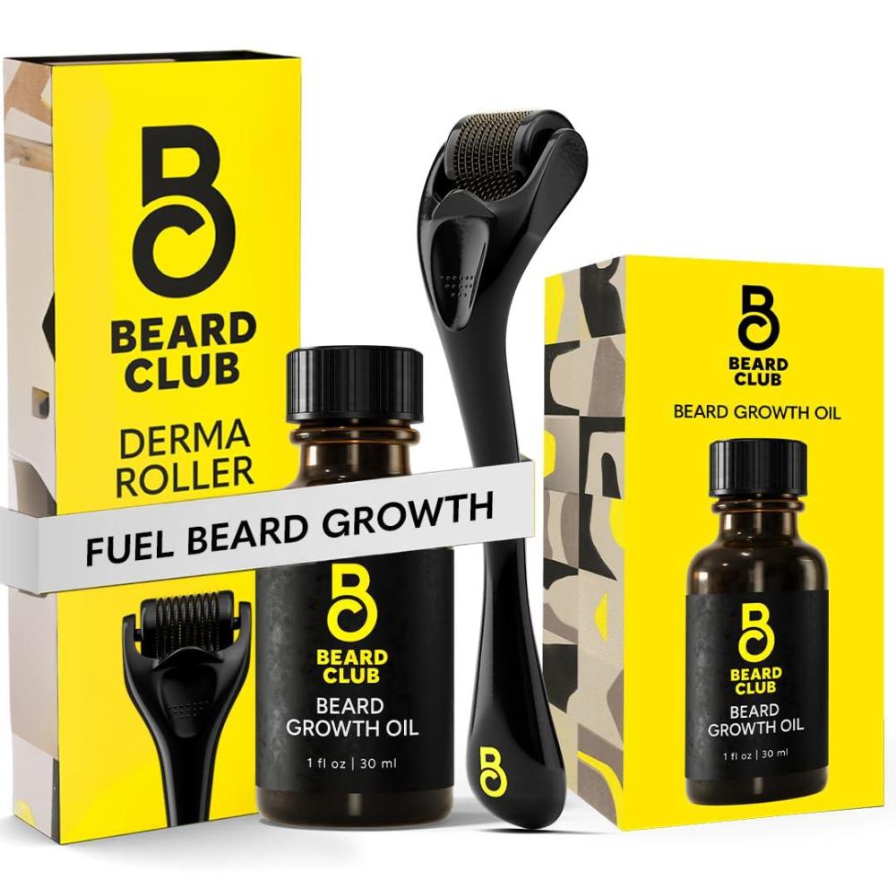 image:imageThe Beard Club Derma Roller for Face Body and Scalp Microneedling for Men and Women with 540 Titanium Microneedles Beard Roller amp Micro Needling Scalp Hair Silver amp BlackDerma Roller Growth Oil