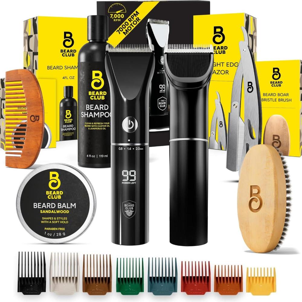 image:imageThe Beard Club Pro Beard Trimmer for Men Professional Mens Hair Trimmer for Barbers Electric Cordless Rechargeable High Power 13000 RPM 10 Guides Taper Lever Diamond Like Carbon BladesBeard Trimmer Groomig Kit