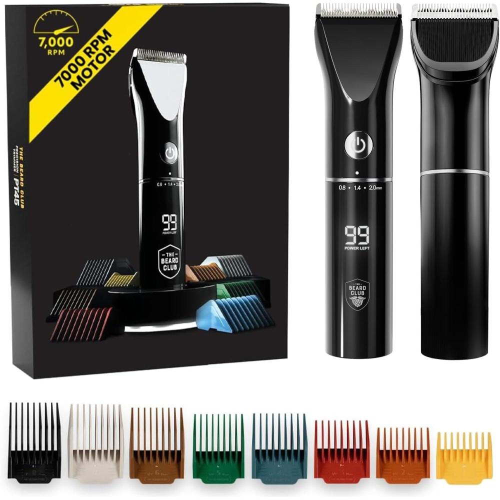 image:imageThe Beard Club Pro Beard Trimmer for Men Professional Mens Hair Trimmer for Barbers Electric Cordless Rechargeable High Power 13000 RPM 10 Guides Taper Lever Diamond Like Carbon BladesBeard Trimmer