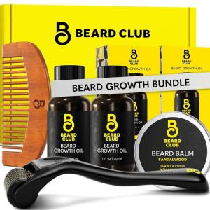Beard Club Premium Beard Growth Kit – Growth Oil, Vitamins, Vitamin Spray & Boar Bristle Brush – Gift Set(Enhanced Beard Growth Kit)