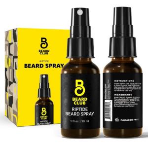 The Beard Club Biotin Beard Growth Oil Vitamin Spray for Facial Hair Growth – Natural Formula for Fuller, Thicker Beard, Easy-to-Use, Nourishing & Soothing for All Beard Types & Skin(Riptide Beard Spray)