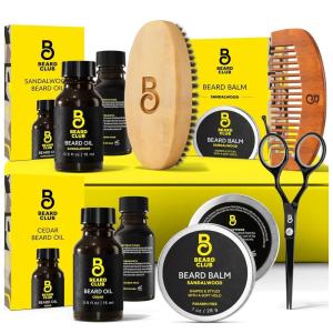 The Beard Club Brush, Comb and Scissors Grooming Kit for Men’s Beards and Mustaches Gift Set(Beard Trimming Kit)
