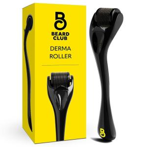 The Beard Club Derma Roller for Face, Body and Scalp – Microneedling for Men and Women with 540 Titanium Microneedles – Beard Roller & Micro Needling Scalp Hair – Silver & Black(Derma Roller – Black)