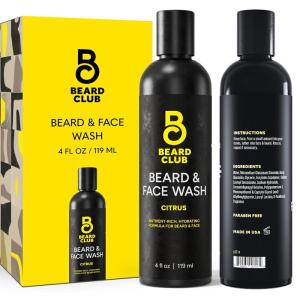 The Beard Club Original Premium Beard Shampoo – Natural & Nourishing Formula for Soft, Clean & Healthy Facial Hair – Gentle on Skin – Sulfate & Paraben Free – 4 fl oz(Beard & Face Wash)