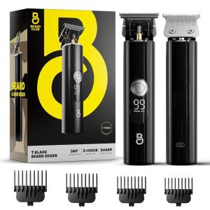 The Beard Club Straight Razor for Men – Navajas Para Barbero – Barber Straight Edge Razor Kit – Premium Single Derby Blade Cutthroat With 10 Replaceable Stainless Steel Blades & Leather Case(T-blade Beard Trimmer)