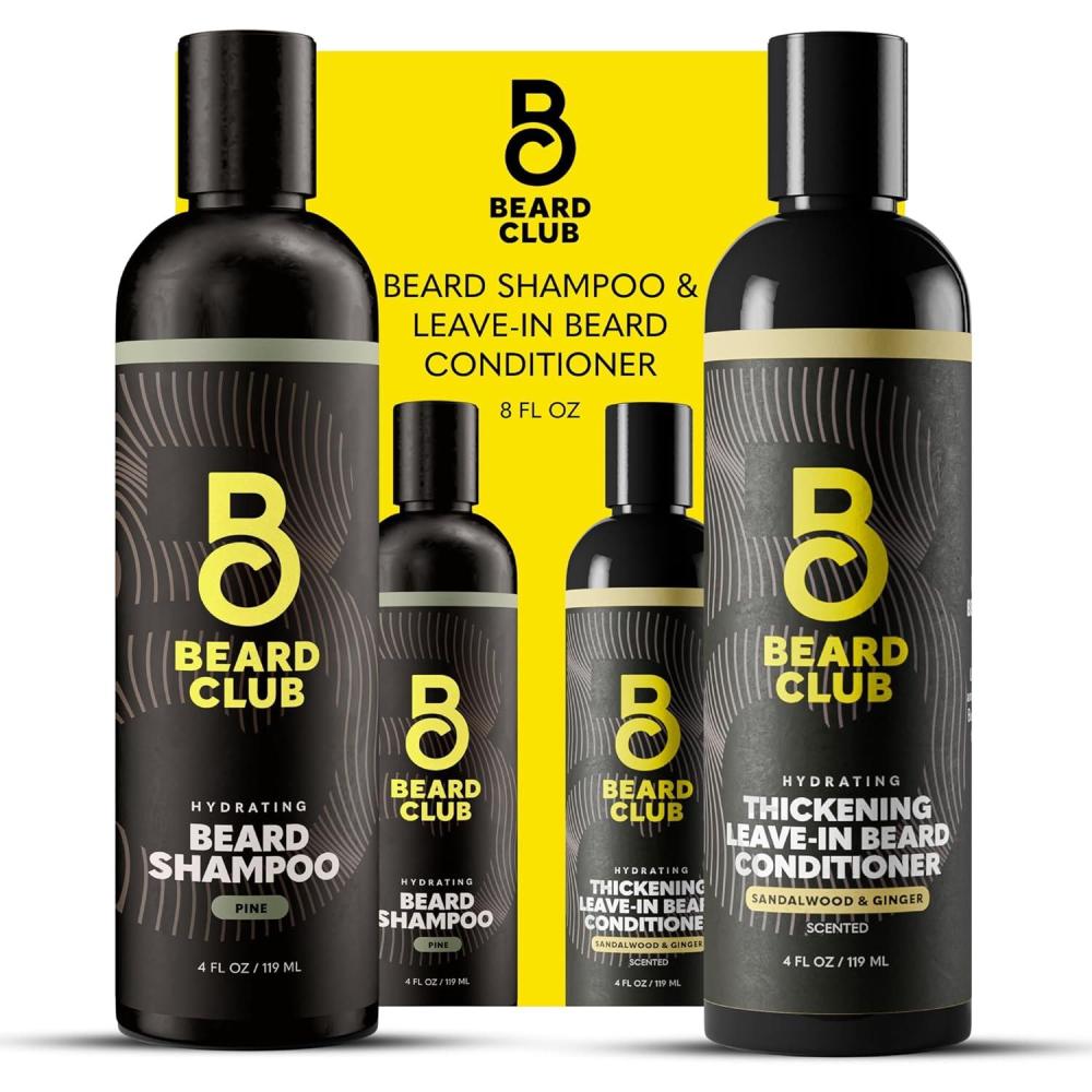 image:imageThe Beard Club Beard Wash and Conditioner Set Facial Hair Shampoo amp LeaveIn Conditioner for Men Hydrating Softener Mens Face Wash Grooming Care Gift Kit