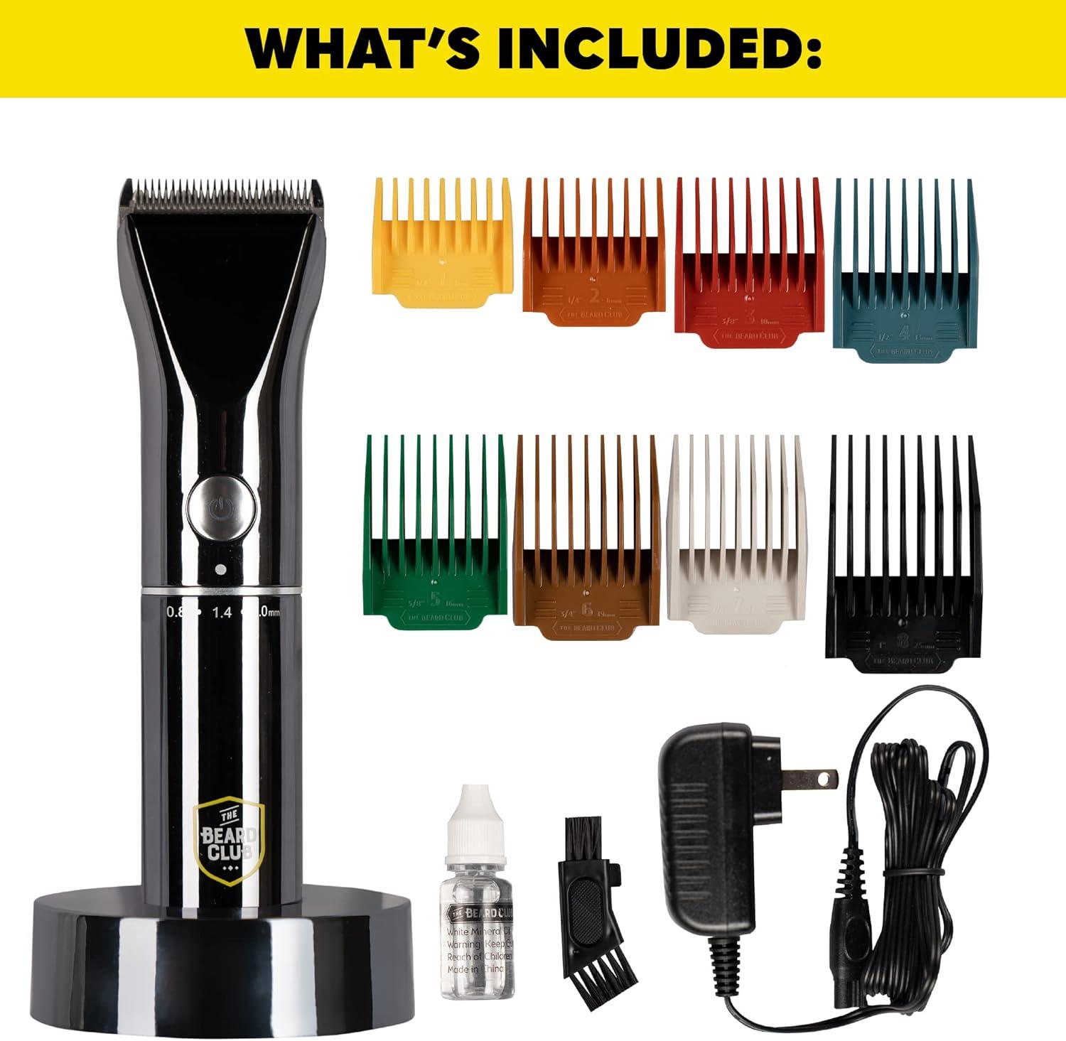 image:imageBeard Club Beard Trimmer for Men Electric Cordless Rechargeable Beard amp Hair Trimmer High Power 7000 RPM 8 Color Guides 45 Unique Trim Lengths Travel Lock
