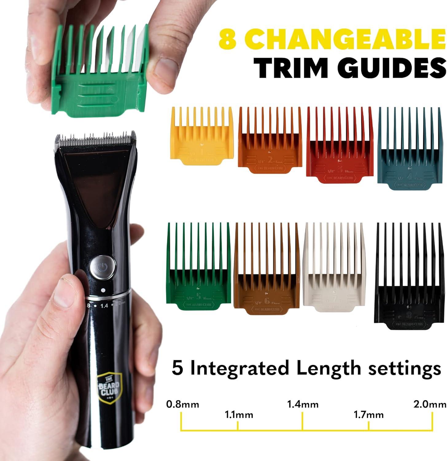 image:imageBeard Club Beard Trimmer for Men Electric Cordless Rechargeable Beard amp Hair Trimmer High Power 7000 RPM 8 Color Guides 45 Unique Trim Lengths Travel Lock